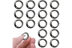 Lusofie 16 Pièces Mousqueton Rond Joint Torique en Métal Porte-Clés Pince Anneau Fendu Mini Pince Ronde Ressort Mousqueton Crochet pour Heurtoirs de Porte Matériel de Portefeuille (Noir)