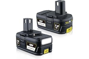 PDstation P108 7.0Ah 2Pack 18V Replacement for Ryobi Battery 18V Li-ion with LED Indicators Compatible with Ryobi 18V Battery P108 RB18L15 RB18L50 (10 Battery Cells)