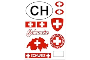 aprom Schweiz Aufkleber Karte Stickerbogen - PKW Auto Motorrad Biker Flagge Fahne Tuning