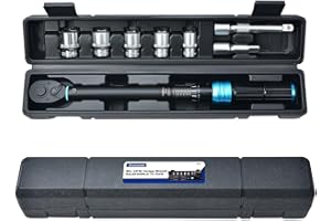 Zoomtools Lot de 8 clés à cliquet dynamométriques réglables de 1/2"， 20–220 Nm ± 3% de précision d'erreur, avec verrouillage et 72 dents, extensions de 7,6 cm et 12,7 cm, douilles de 17–19–21–22–24