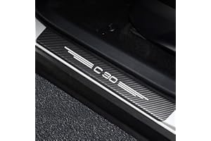 WYXAXNM XJDP Car Door Sill Protector, Carbon Fiber Welcome Pedal Threshold Trim Sticker for VO-LVO C30 Car Door Sill Scuff Plate Cover Kick Plates Door Entry Guard Decorative Accessories, 4Pcs, White