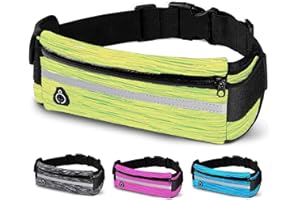 CREADY Marsupio sportivo uomo in neoprene cintura corsa donna impermeabile unisex con strisce riflettenti e cinturino regolabile per iPhone 12/12Pro/12ProMax/XR/XS/X/8 Samsung S20/10/S9/S8, Verde, Ajustable