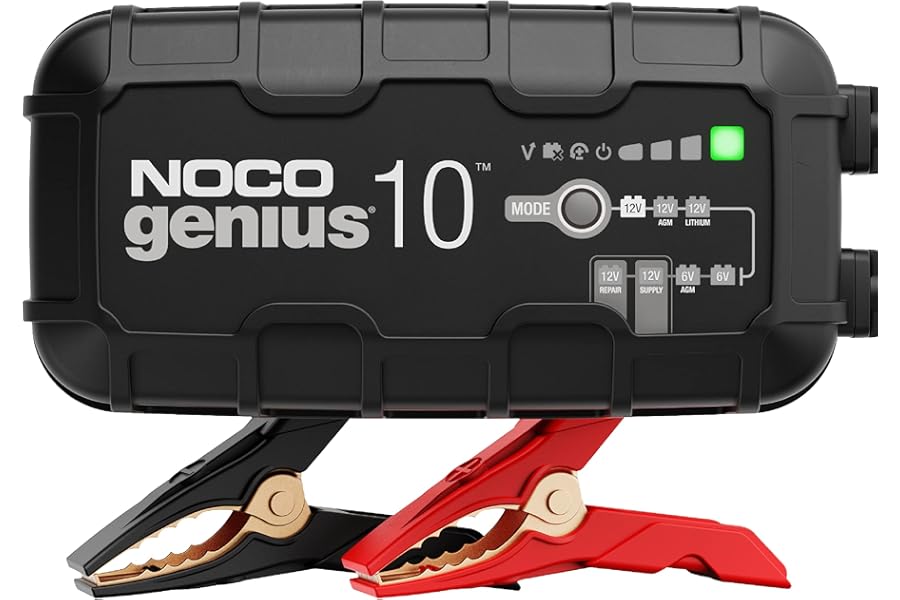 NOCO GENIUS10: 10A 6V/12V Smart Battery Charger – Automatic Maintainer, Trickle Charger & Desulfator with Overcharge Protection & Temperature Compensation – For Lead-Acid & Lithium Batteries