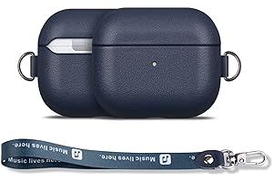Haobobro [Seria Nappa Series] AirPods 3 generacji etui z paskiem/karabińczykiem, skórzane etui do AirPods 3, ręcznie wykonane z prawdziwej skóry, pokrowiec ochronny AirPods - Niebieski Case