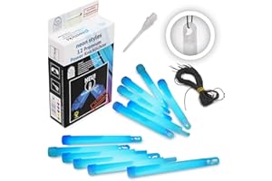 KNIXS 12er Set Premium Power-Knicklichter in blau leuchtend inkl. Spezialhaken und Befestigungsband Party, Festival, Outdoor oder als Dekoration