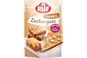 RUF Zuckerguss Karamell, sofort anwendbar als Glasur für Kuchen und Gebäck, cremiger Karamell-Genuss in seidenmatter Optik, 1 x 150g