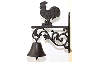 dekoundmeer Glocke Gusseisen Hahn 28 cm Höhe rustikal braun Gartenglocke