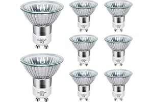 Sarveeta GU10 Halogen Bulbs 50W Dimmable, 220V GU10 Halogen Spotlight Bulbs 2 Pin，2800K Warm Withe,700 Lumens，42° Beam Angle （Pack of 8）