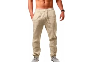Cegerne Uomini Pantaloni di Lino Lunghi Pantaloni Medievali Leggeri Loose Fit Vacanza al Mare Tutti i Giorni