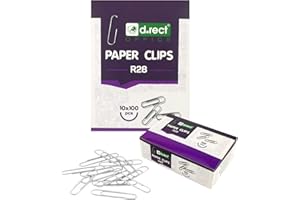 D.RECT 1000 sztuk spinaczy biurowych z metalu 28 mm | spinacze do dokumentów biurowych ocynkowane | 10 x 100 sztuk