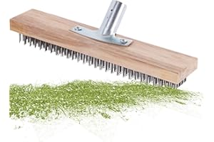 WUKESIFY Brosse à balai métallique pour mousse, jardin en acier robuste avec manche en bois