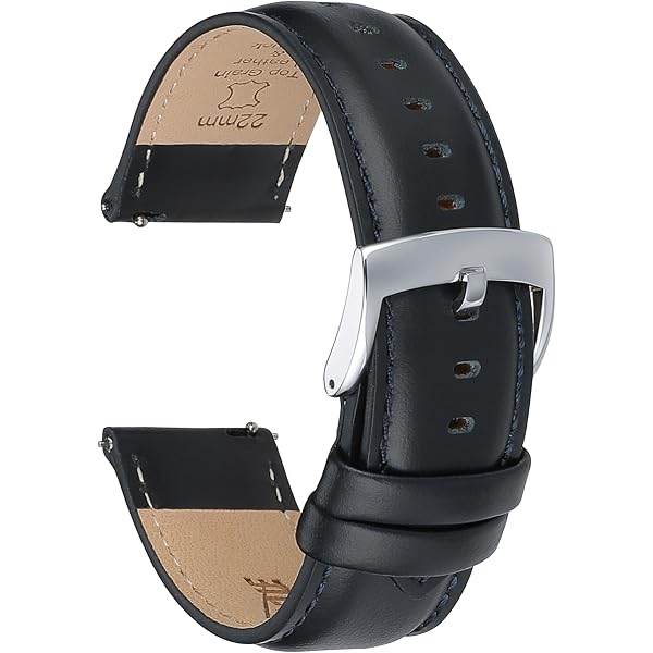 5 Bracelets Montre En Cuir Véritable – 18 Mm, Noir, Boucle Noire, Neuf Sans étiquette