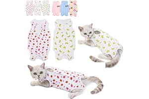 Komate Gilet de Récupération de Chat Chien Chiot après la Chirurgie Porter Combinaison de récupération pour Animaux E Collier Alternative Plaies Abdominales Maladies de la Peau (XL, Fraise+Banane)