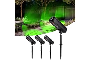 T-SUN 4 Piezas Luces Solares, Verde Foco Solar Exterior, Luz Solar Exterior Impermeable IP65, ángulo de 360° Ajustable, Lámparas Solares para Patio, Caminos, Suelo, Piscina, Césped