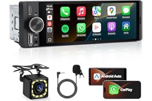MRSXWPY Autoradio 1 DIN, CarPlay Voiture & Android Auto sans Fil avec Caméra de Recul, Poste Radio Bluetooth Main Libre, 6,36" Écran Tactile, Navigation GPS, Contrôle Vocal, AUX/FM, Mirror Link, USB Type-C