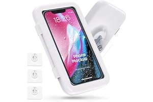 TPFOCUS Soporte para teléfono móvil de Ducha, Giratorio 480°, Resistente al Agua, Pantalla táctil HD, hasta 17,27 cm, para iPhone 11, 12, 13 Pro, XR, XS MAX, Samsung Galaxy S21 (Blanco)