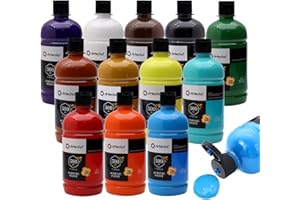 Artecho Pinturas Acrilicas 12x500ml, Impermeable y resistente a la luz, para Lienzos, Tela, Madera, Cristal, Piedras.