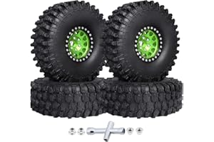 CrazyHobby 4pcs 1.9 Beadlock Wheels and Tires with Foam Insert Fits for Traxxas TRX-4 Axial SCX10 II Redcat Everest Gen7 Redcat Gen8 Most of 1/10 RC Crawler Car with 12mm Wheel Hex (Color 6)