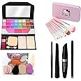 MYTYA Fashion Makeup Kit for Girls + Premium Hello Kitty Makeup Brushes 7 Piece + Kelli Makeup Sponges 6 Piece + Eye Liner & Kajal & Mascara & Eye Brow Pencil (4in1) (6155 Combo)