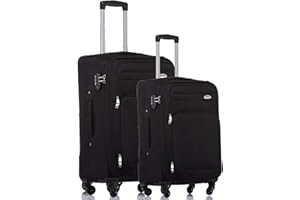 BEIBAY TOP-Trolley-Koffer-Set - 2-teilig - 64+54cm, Dehnfalte, 4 Rollen (Schwarz)