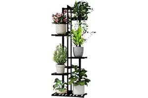 Bamworld bambusowy stojak na rośliny z 5 poziomami do wnętrz, narożna półka na rośliny na wiele roślin, mały, warstwowy stojak na kwiaty do okna, ogrodu, na balkon, do dekoracji domu, salonu