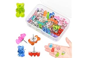 GZLCEU 40 Pezzi Orso Puntine, 8.5×2.5cm Puntine da Disegno Puntine Colorate per Scuole,Case,Uffici,Fai da te,in Sughero,Bacheca,Mappa del Mondo,Appunti Adesivi