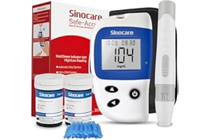 Sinocare Safe-Accu2 Glucometro Misuratore di Glucosio Senza Codifica Facile da Usare Adatto Per il Monitoraggio Quotidiano della Glicemia in Tutti i Tipi di Diabete Incluse 50 Strisces/Lancettes-mg/dL
