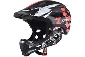 ‎LIXADA Lixada Fahrradhelm Kinder Helm Fullface Abnehmbar Unisex 52-56cm Children's Helmet 2-In-1 Integrated Größenverstellbar- Mit Abnehmbarem Kinnschutz Helmet inliner Für Fahrräder, Skateboards