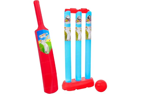 FunBlast Cricket Set with Bat, Stumps & Ball, Sports Games for Kids 3+ Years Bat Ball Set - Best Birthday Return Gifts for Kids - Multicolor (Small)