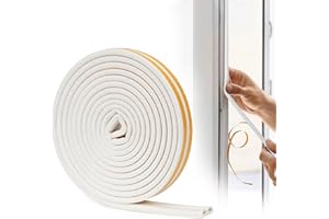 YOUSHARES Bande de Joint D-Profil, Calfeutreur les Porte et Fenêtres avec Forte Adhérence, Isoler du bruit et Anti-intempéries, 6 Metres(Blanc)