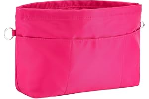 HyFanStr Organisateur de Sac à Main en Nylon pour Femmes, Bag In Bag Pochette Sac de Rangement Intérieur avec à Fermeture éclaire Grand Rose