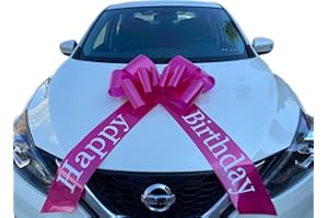 Chexin Lazo grande rosa gigante para coche, cumpleaños, regalo de cumpleaños, lazo grande – XXL 58,4 cm y lazo con cintas de 185 cm, lazo gigante para coche, malla grande, arco de coche para bicicleta