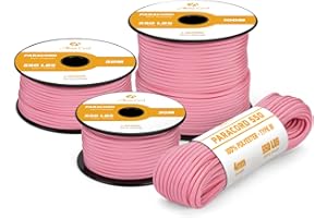 Abma Cord Paracorde 4mm 15m Type 3 Corde Paracorde 550 7 Brins pour Survie, Extrieur, Bracelet, l'artisanat - Max. 250 kg - Rose