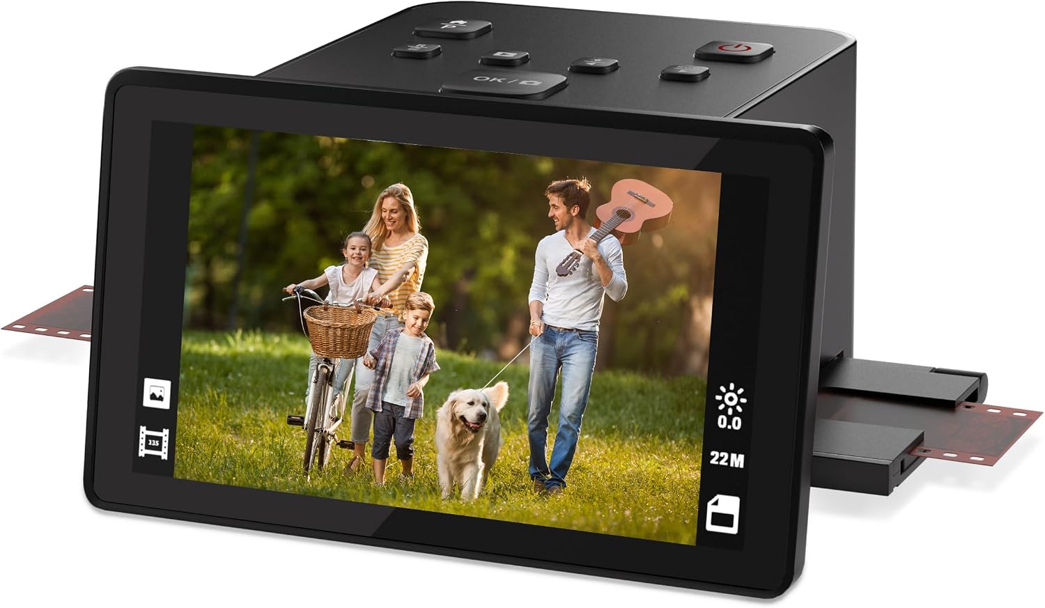 Escáner digital de películas y diapositivas con gran pantalla LCD de 5 pulgadas, escáner negativo y escáner de diapositivas para digitalizar, convierte 135, 126 KPK, 110 negativos y película Super 8 a