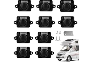 AZONELIFE Push Button Latch Catch Locks, Pop Up Drawer Cabinet Locks Furniture Cupboard Door Locker for Ship Yacht Horsebox Boat Camper Van Motorhome RV Caravan Rotary Lock (Black, 10Pcs)