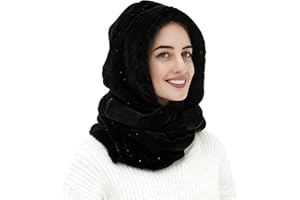 Lina & Lily Faux Fur Hood & Infinity Scarf Combo Winter Head Neck Wrap for Women Men