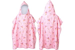 Xialvyu Hooded Towel for Kids, Poncho Towels for Kids, 29.5"x29.5" Microfibre Cute Hooded Towels for Kids, Quickly Dry Soft Towel for Swim Bath Children Watersport (Pink Icecream)