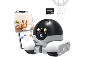 YELETY Pet Camera Home Security, Movable Indoor WiFi Cam +32G SD Card, 2 Way Talk, 1080P Indoor Movable Camera, Dog Baby Pet Camera Auto Tracking, Colour Night Vision, 360°Surveillance Cloud Storage