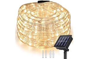 ‎NURKOO Nurkoo Solar Lichterschlauch 10m 100er LED Lichter mit 8 Modi Innen und Außen Lichterkette Lauflichter für Saal, Garten, Weihnachten, Hochzeit, Party, Terrasse - Warmweiß