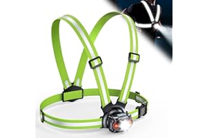 ISEYOU Luce Running, Luce per Corsa Notturna 500 Lumen & USB Ricaricabile, 6 modalità di Luci, 45° Regolabile, IPX4 Impermeabile con Cinghie Doppie Riflettenti per Jogging, Escursionismo, Campeggio