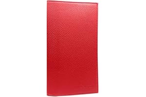 Charmoni - Etui Porte chéquier Talon en Haut - 2 emplacements Porte Carte crédit - pièce d'identité - Cuir Vachette - 11 cm X 19 cm (Rouge)