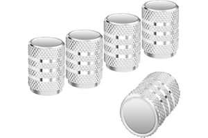 Garegce Tyre Valve Caps, 5pcs Car Valve Caps Aluminium Metal with Seal for Stable Tyre Pressure, Dust Caps for Car Tyres Universal Car Dust Caps for Cars, Bikes, Motorbikes- Silver
