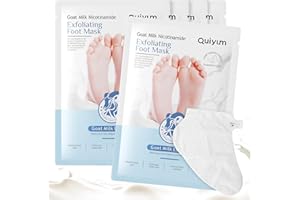 QUIYUM Masque Pied Hydratant, 5 Paires Soin de Pied Masque, Peeling Exfoliant, Très Secs et Abîmés, pour Callosités, Crevasses et Secs