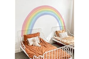 funlife Autocollants Décoller et Bâton, Prédécoupé Imperméable Grand Arc-en-ciel Mur Décalcomanies Filles de la Pépinière, Aquarelle Arc-en-ciel Papier peint Décor pour Chambre d’Enfants Chambre,