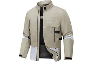 RIDEIRON Giacca moto Uomo,Protezioni certificate rimovibili,Giacca moto estiva in rete traspirante e confortevole,Beige