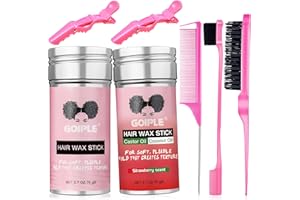 WOZUTUNT Hair Wax Stick Long Lasting Non Fett Wax Stick Hair für widerspenstiges Haar, Wachsstift für Frauen & Kinder, mit glatter Haarbürste, Kantenbürste, Rattenschwanzkamm und Salonzange