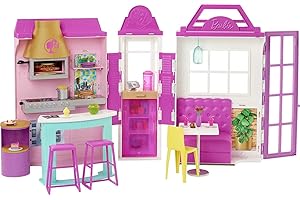 Barbie - Playset Il Ristorante con Oltre 30 Accessori da Cucina e 6 Aree da Gioco, Bambola Non Inclusa, Giocattolo per Bambini 3+Anni, GXY72