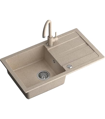 Lavello Cucina Plados AM8610 Composito 86x50 Cm - Con Vasca E Scolapiatti Integrato - Foto 12