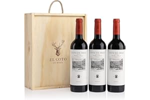 El Coto - Estuche de madera Regalo 3 botellas Coto Imaz Reserva, Vino tinto D.O. Ca. Rioja, Variedad Tempranillo, Potente y Equilibrado, Estuche 3 botellas, 750 ml