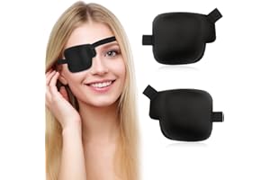 Larrel Lot de 2 cache-yeux 3D, 9,7 x 7,9 cm, réglables, avec fermeture, cache-œil, en polyester, noir, pour adultes et enfants (gauche + droite)